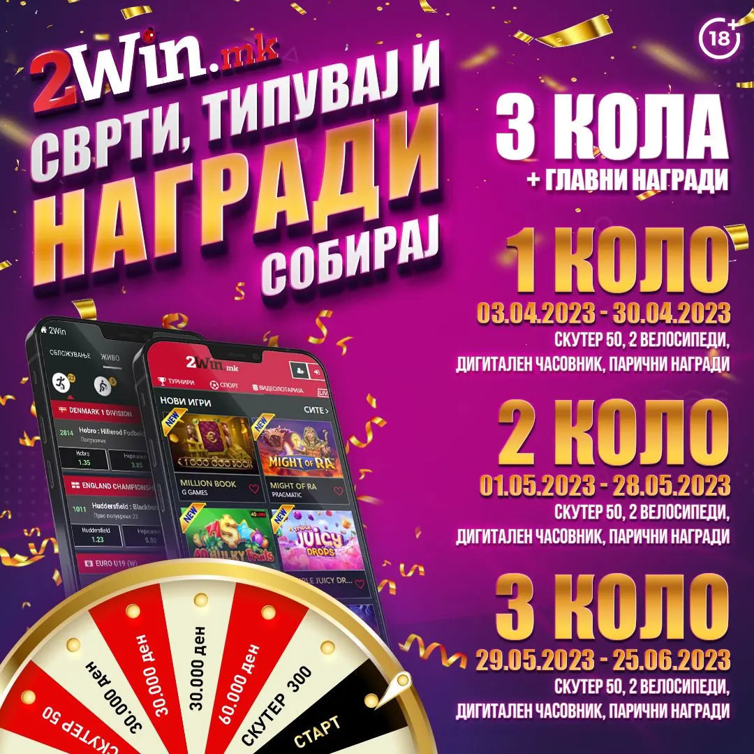 Прво коло од „Сврти, типувај и награди собирај” на 2win.mk